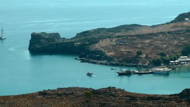 Yacht nella baia di Lindos — Video Stock