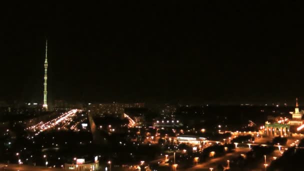 Nachtansicht von vdnkh — Stockvideo