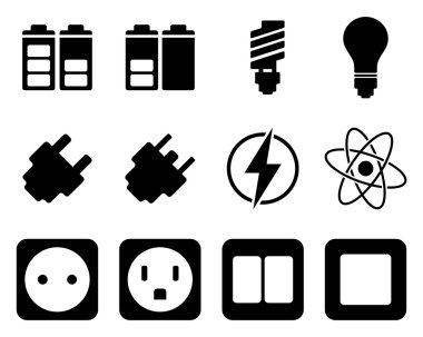 Electricity and energy icon set