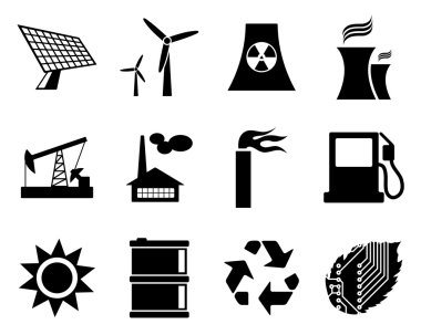 Elektrik, güç ve enerji Icon set.