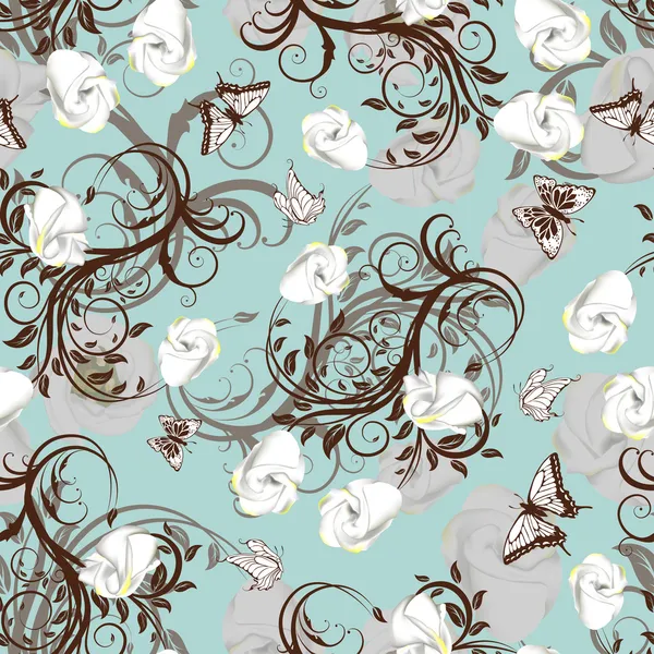 Patrón floral sin costuras — Vector de stock