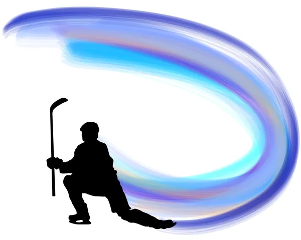 Silhouette de joueur de hockey — Image vectorielle