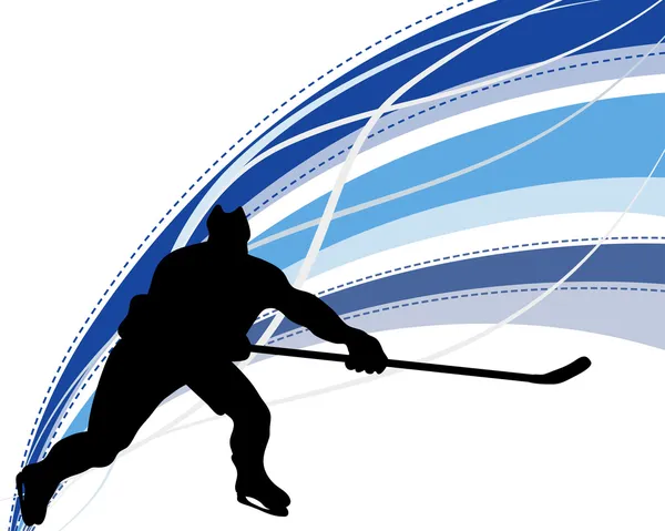 Hockey player silhouette — Stock Vector