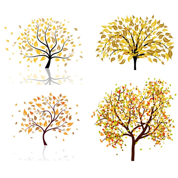 Ensemble de quatre arbres d'automne — Image vectorielle