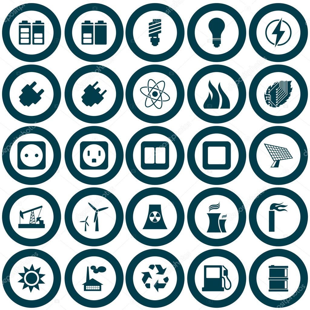 Power and energy icon set