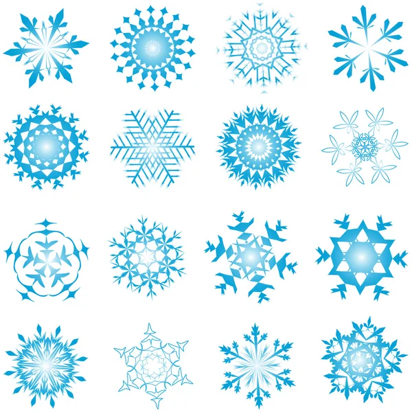 Ensemble de flocons de neige — Image vectorielle