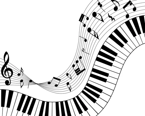 Personal de notas musicales con teclas de piano — Vector de stock
