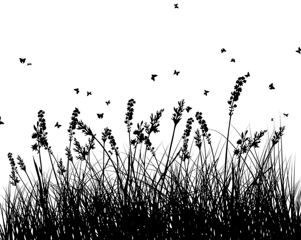 草甸的背景。复古风格 — 图库矢量图片