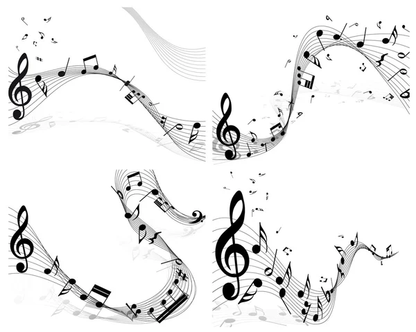 Set de personal de notas musicales — Vector de stock