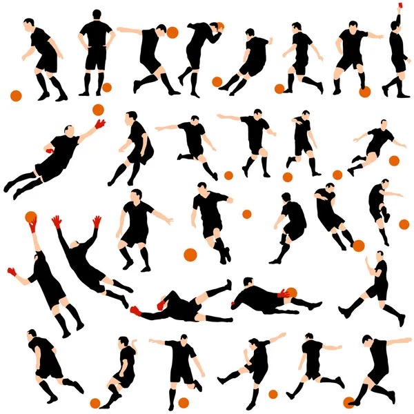 Soccer silhoette set — Stock Vector