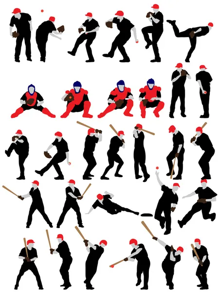 棒球剪影集 — 图库矢量图片