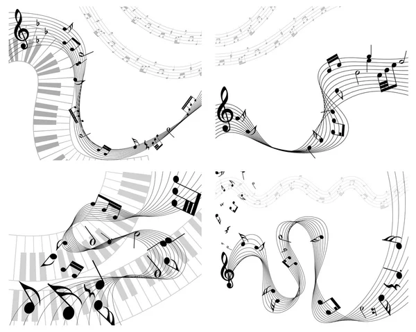 Set de personal de notas musicales — Archivo Imágenes Vectoriales