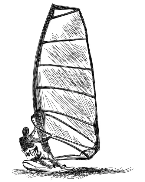 Croquis de planche à voile — Image vectorielle