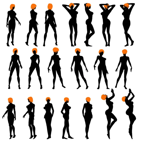Naked sexy girls silhouettes — Stock Vector