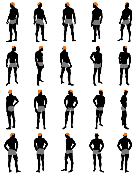 Ensemble de silhouettes hommes — Image vectorielle