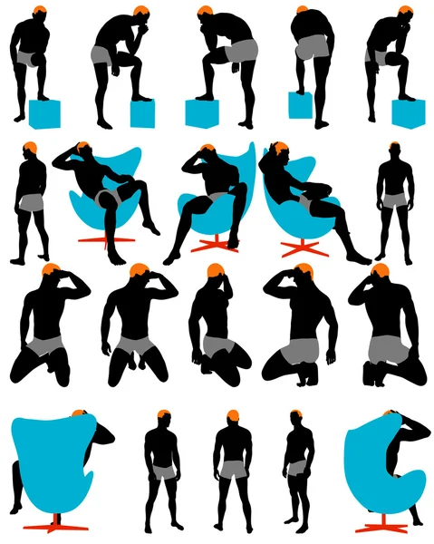 Ensemble de silhouettes hommes — Image vectorielle