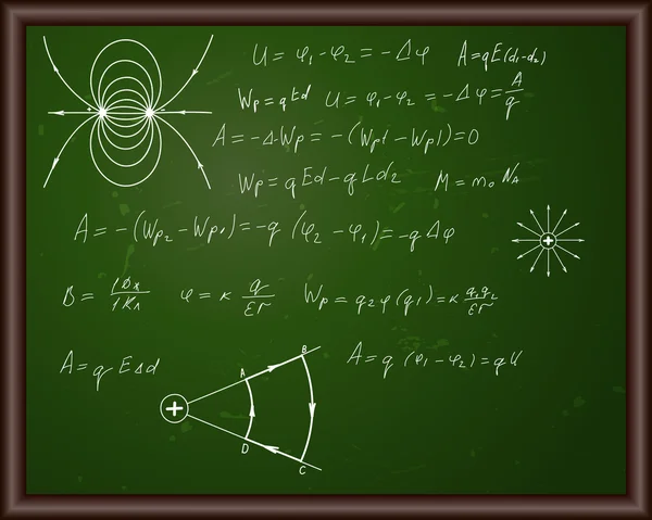 黑板上用物理公式 — 图库矢量图片
