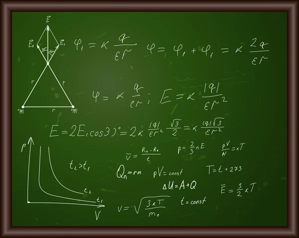 Blackboard with physical formulas — Stock Vector