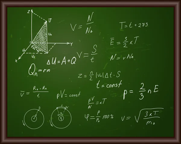 Tableau noir avec des formules physiques — Image vectorielle