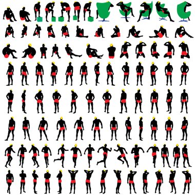 100 çıplak erkek silhouettes