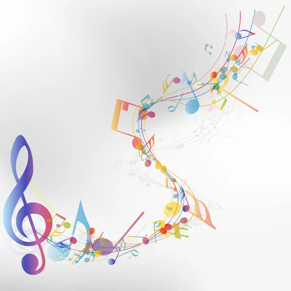 Personal de notas musicales multicolor — Vector de stock