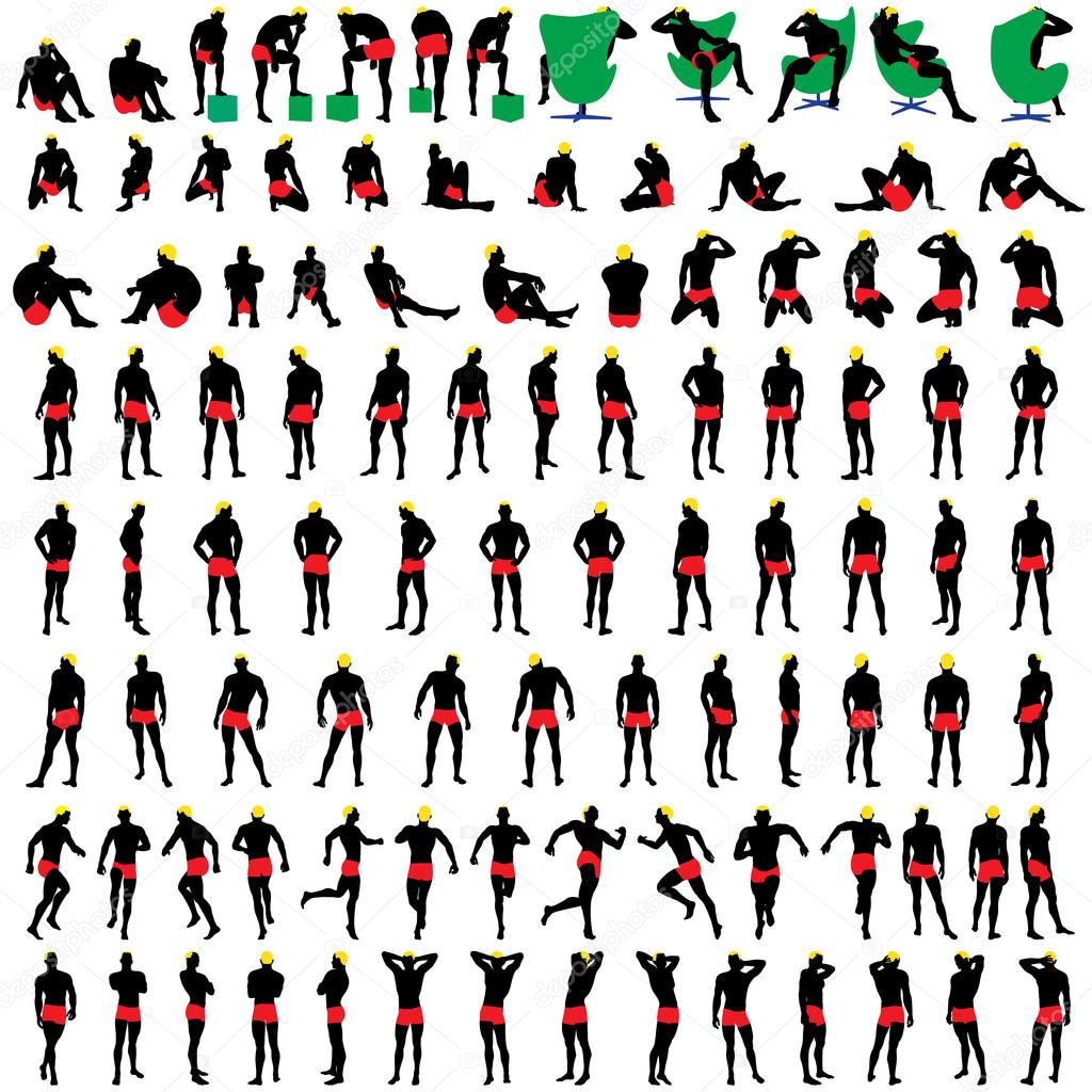 100 naked mens silhouettes