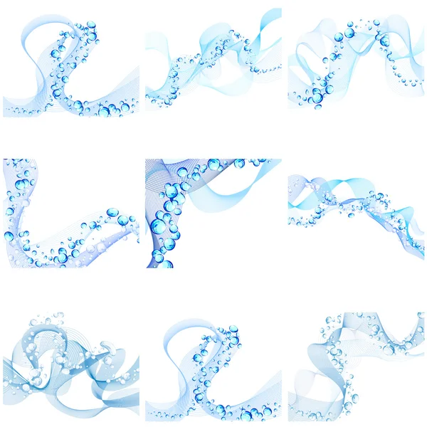 Conjunto de olas de agua — Vector de stock