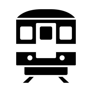 Metro Tren Simgesi. Siyah Şablon Tasarımı. Vektör İllüstrasyonu.