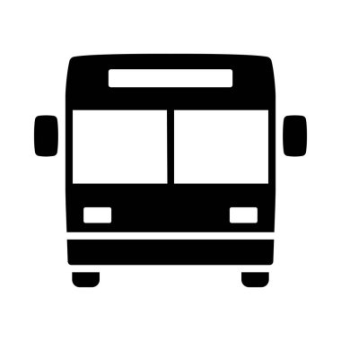 Şehir Otobüs Simgesi. Siyah Şablon Tasarımı. Vektör İllüstrasyonu.