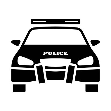 Polis arabası ikonu. Siyah Şablon Tasarımı. Vektör İllüstrasyonu.