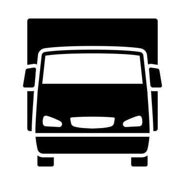 Van Truck Simgesi. Siyah Şablon Tasarımı. Vektör İllüstrasyonu.