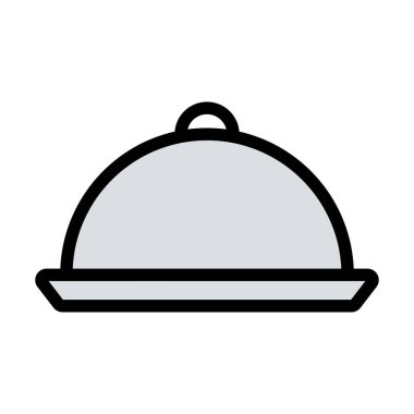 Restoran Cloche 'nin ikonu. Renk Doldurma Tasarımı ile Düzenlenebilir Kalın Tasarım. Vektör İllüstrasyonu.