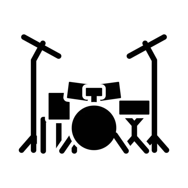 Drum Set Icon Stencil Design Nero Illustrazione Vettoriale — Vettoriale Stock