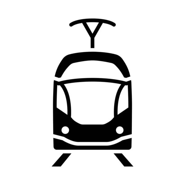Tram Simgesi Siyah Şablon Tasarımı Vektör Llüstrasyonu — Stok Vektör