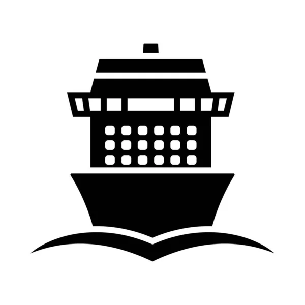 Cruise Liner Icon Black Stencil Design Vector Illustration — Stock Vector