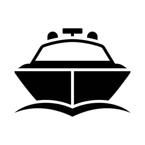Motoros Yacht Ikon Fekete Stencil Design Vektorillusztráció — Stock Vector