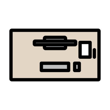 Ofis Masası Üst Görünüm Simgesi. Renk Doldurma Tasarımı ile Düzenlenebilir Kalın Tasarım. Vektör İllüstrasyonu.