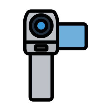 Video Kamera Simgesi. Renk Doldurma Tasarımı ile Düzenlenebilir Kalın Tasarım. Vektör İllüstrasyonu.