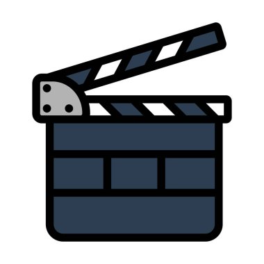 Alkış tahtası simgesi. Renk Doldurma Tasarımı ile Düzenlenebilir Kalın Tasarım. Vektör İllüstrasyonu.