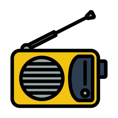 Radyo Simgesi. Renk Doldurma Tasarımı ile Düzenlenebilir Kalın Tasarım. Vektör İllüstrasyonu.
