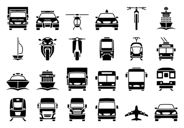 Transport Icon Set Fully Editable Vector Illustration Text Expanded — Stock Vector