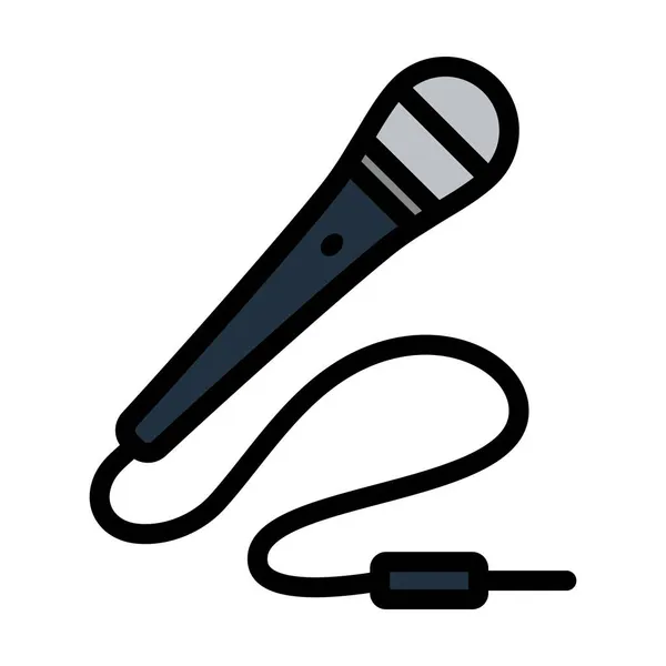 Icona Del Microfono Karaoke Profilo Grassetto Modificabile Con Design Riempimento — Vettoriale Stock