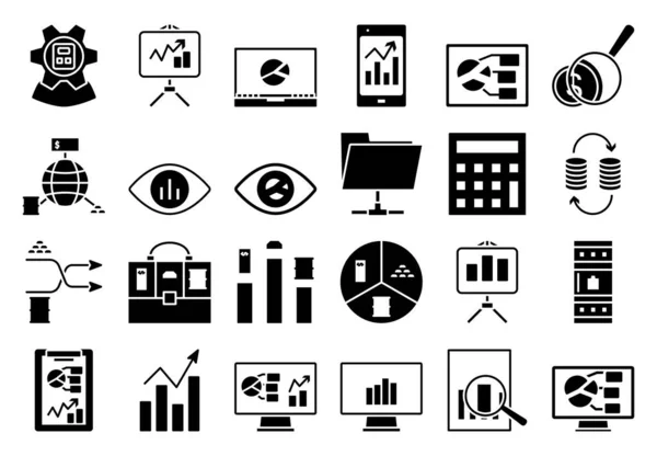 Set Icone Analitiche Illustrazione Vettoriale Completamente Modificabile Testo Ampliato — Vettoriale Stock