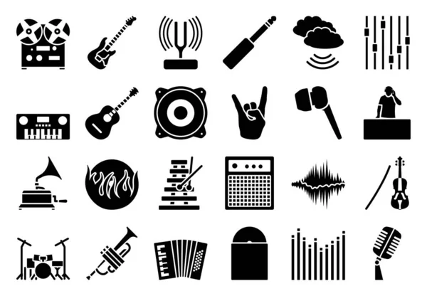 Conjunto Iconos Musicales Ilustración Vectorial Totalmente Editable Texto Ampliado — Vector de stock