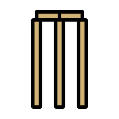 Kriket kalesi ikonu. Renk Doldurma Tasarımı ile Düzenlenebilir Kalın Tasarım. Vektör İllüstrasyonu.