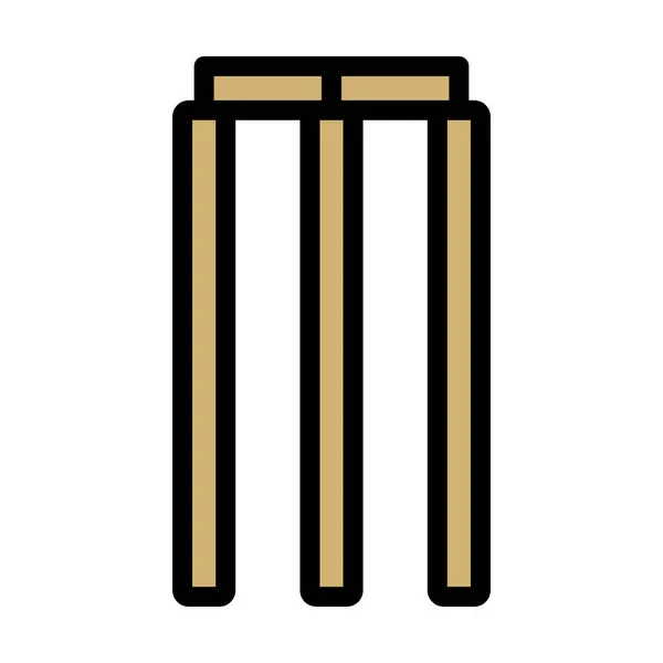 Cricket Wicket Icon Contour Audacieux Modifiable Avec Conception Remplissage Couleur — Image vectorielle