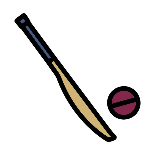 Cricket Bat Icon Esquema Audaz Editable Con Diseño Relleno Color — Archivo Imágenes Vectoriales