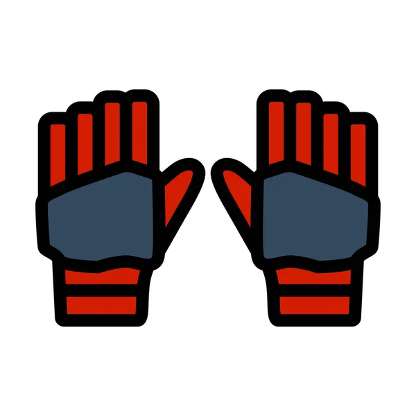 Pair Cricket Gloves Icon Disunting Bold Outline Dengan Desain Pengisian - Stok Vektor