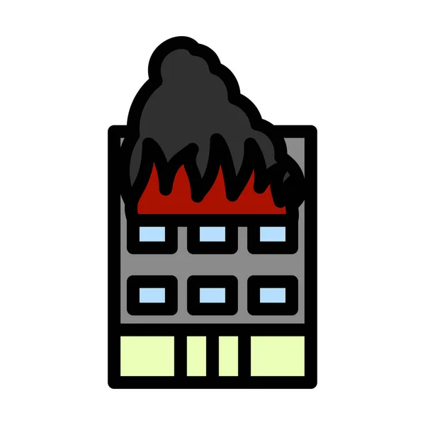 Hotel Building Fire Icon Editable Bold Outline Color Fill Design — Stock Vector