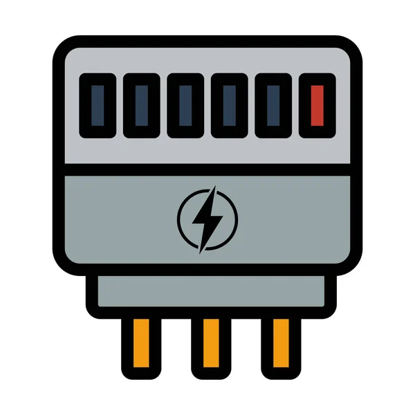 Elektrik Metre Simgesi Renk Doldurma Tasarımı Ile Düzenlenebilir Kalın Tasarım — Stok Vektör